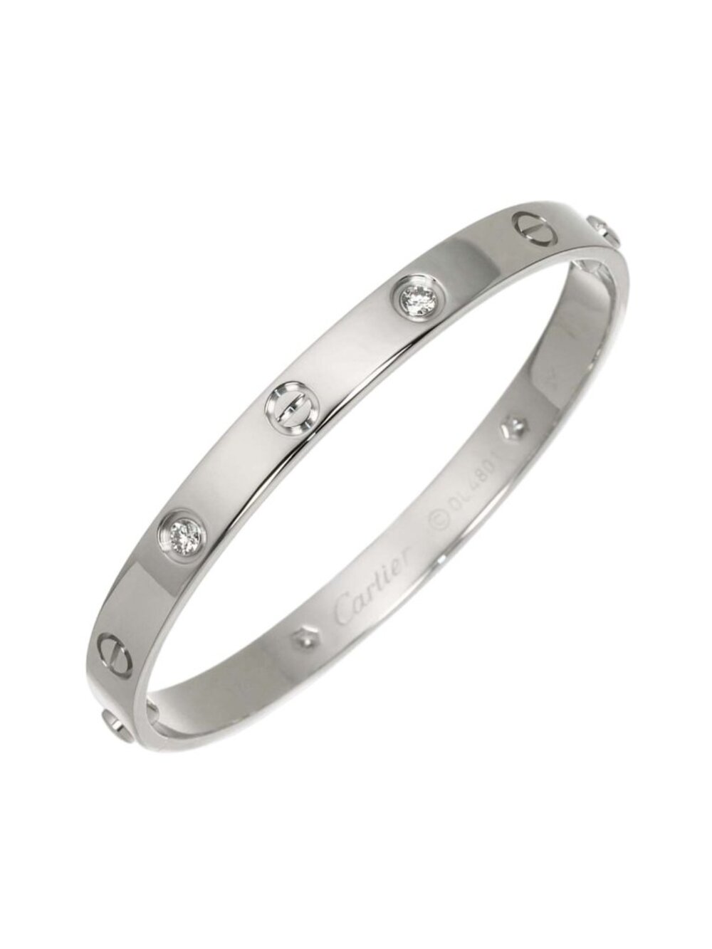 Cartier Love Bracelet Half Diamond 17 18k White Gold 750 Bangle